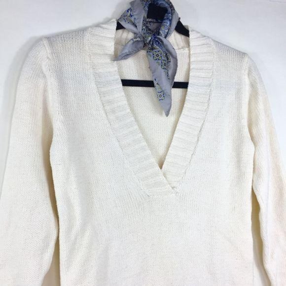 VTG FADED GLORY GIRLS VNECK CABLE KNIT CREME SWEATER XL 14/16 - Picture 2 of 8